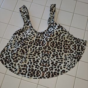 Animal print swimsuit size M adjustable straps padded flounce bikini top